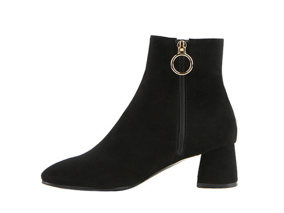 Ring pointed boots (suede black)