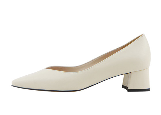 Square line midi heel (cream ivory)