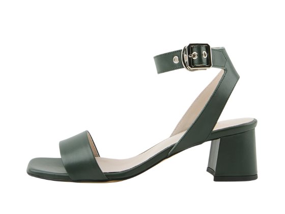 Line midi heel sandal (deep green)