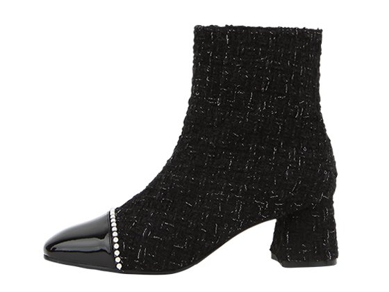 Pearl trimming boots (tweed black)